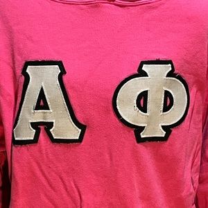 Pink y2k white glittery and black Barbie Alpha Phi Sorority Hoodie SM